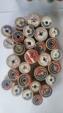 vintage wooden spools of thread picture