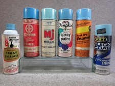 6 Vtg Spray Paint Can Lot Baby Light Blue Schwinn Kool Paper Label 1960s-1990s picture