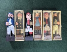 VTG WOODEN NAUTICAL FIGURINES SEA CAPTAINS SAILORS FISHERMAN PIRATES - Lot of 6 picture