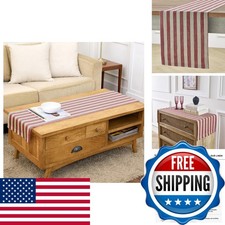 Solino Home 100% Pure Linen Table Runner 14x48 Red Sorrento Stripe picture