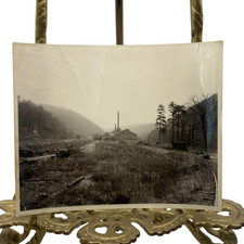 Vintage Factory Railroad Valley Industrial Plant Photo 4x5 Sepia Gelatin Orig picture