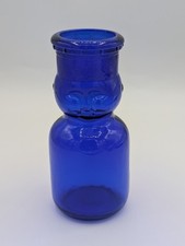 Vintage Cobalt Blue Glass Baby Face Milk Bottle Reproduction Embossed Face picture