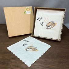 Vintage Tea Time Paper Napkins Set of 18 with Original Box Unused Embossed picture