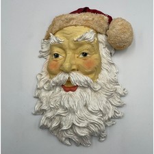 Vintage Molded Santa Claus Face Wall Hanging Plaque Holiday Christmas Decor 9