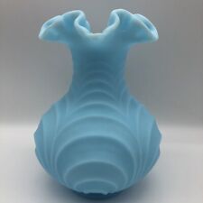 Drapery Tiered Vase Light Blue Satin Arch Design Ruffled Top Edge 8 Inch picture