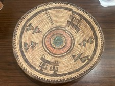 Vintage Southwestern Style Coiled Basket Bowl Tray 12