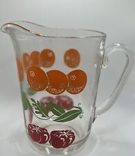 Vintage Glass Water Juice Pitcher Fruit—Orange And Tomato From 1940-50’s picture