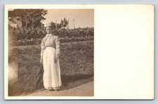 RPPC Young Woman Portrait Photo Postcard Early 1900s Victorian Edwardian Hat picture
