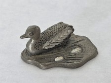 Cuteri Vintage Pewter Duck Pond Miniature Figurine Figure picture