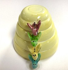 Vintage Menschik Goldman Beehive Yellow Measuring Cups Set Stackable Japan picture