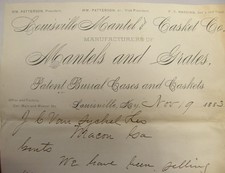 ANTIQUE 1883 LETTERHEAD LOUISVILLE KENTUCKY MANTEL & CASKET CO picture
