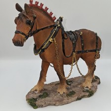 Vintage Detailed Shire Draft Horse Figurine in Full Parade Harness & Chains picture