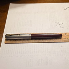 Parker 51 Vintage Fountain Pen Sterling  Silver Cap solid 14kt gold clip picture