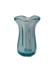 Vintage Kristaluxus Blue Teal Heavy Glass Vase 7