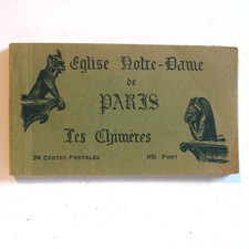 Antique Notre Dame Gargoyles 24 Post Card Book Souvenir Cathedral Paris France picture
