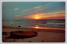 IN, Chesterton, Indiana Dunes State Park, Sunset, Lake MI, Vintage Postcard picture