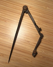 Antique Three-Legged Triangular Divider Compass Unmarked German Style Dovetailed picture