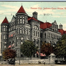 c1910s Kansas City, MO Jackson County Court House Postcard Romanesque Tower picture