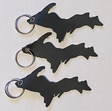 LOT of 3 Upper Peninsula Leather Key Chains, Michigan U.P. 906 Yooper Souvenir picture