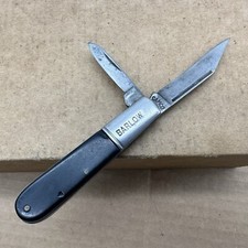Camco Barlow Pocket Knife Black Handle 2 Blades Made In USA Vintage Used picture