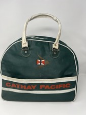 Vintage Cathay Pacific Airlines Bag Green Vinyl Bag Tote Retro Logo AS-IS picture