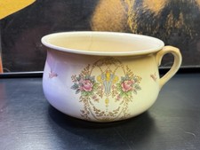 Antique 1920s Fieldings Devon Ware Chamber Pot Floral Stoke on Trent England 9” picture