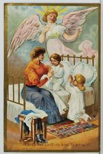 Religious Darling Children Bedtime Prayers I Pray the Lord Embossed Postcard O13 picture