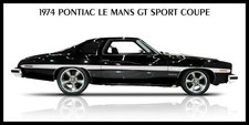1974 Custom Pontiac LeMans GT Sport in Black & White NEW Sign: 9x18