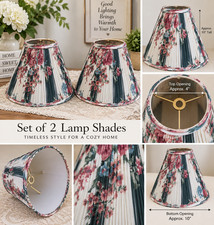 Vintage Croscill Floral Pleated Lamp Shades – Matching Pair / Set of 2 picture