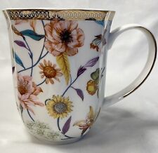 Grace Teaware Summer Floral Spring Easter Sunflower Coffee Tea Mug Gold Key Trim picture