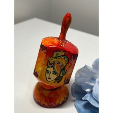 Graciela Noemi Large Hand Painted Wooden Dreidel Israeli Judaica Art picture