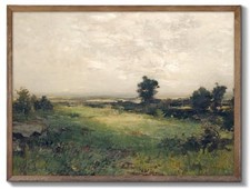 RETRART Vintage Landscape Unframed Canvas Wall Art, Vintage Rural Hill Prints... picture