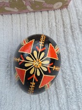 Vintage Hand Painted Christmas / Easter Egg, Wood picture