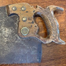 Antique Simonds Saw MFG Co 28 1/4” 5 TPI Rip Hand Saw 1887 Patent picture