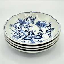 Blue Danube Blue Onion Japan Blue & White Porcelain Saucers Set of 4 Glossy picture