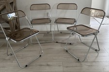 (4) Anonima Castelli Plia Folding Chairs Giancarlo Piretti Color Smoked Lucite picture