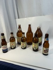 Vintage Amber Beer Bottle Lot Coors Schlitz Hamms Stubby Glass Breweriana 8 Pc picture