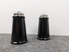VTG Black Ceramic Salt & Pepper Shakers Halloween Wicca Witch Occult Gothcore picture