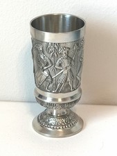 Vintage Mullingar Pewter Goblet Chalice Ireland Renaissance Soldiers Guardsmen picture