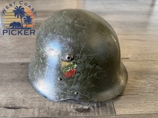 Bulgarian M36C Combat Helmet Leather Liner & Chinstrap Tri Color Decal Original picture