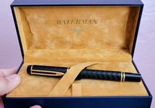 Vintage Waterman Le Man 100 Black Fountain Pen 18k 750 Gold Nib Ideal Globe NOS picture