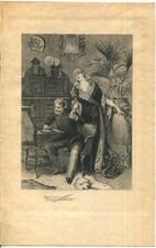 Antique Victorina Man Woman Writing Desk Palm Tree Polar Bear Etching Remarque picture