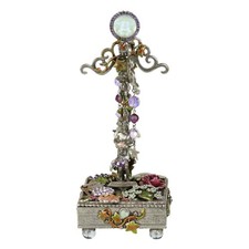 Rare Kirk’s Folly Forget Me Not Enamel Rhinestone & Glass Jewelry Trinket Box picture