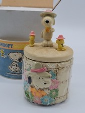 RARE VTG Snoopy Ceramic Jar Container with Lid United Feature Syndicate NIB picture