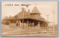 Lehigh Valley Railroad Station Spencer NY RPPC Tioga County Postcard R10 picture