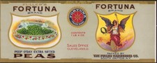 FORTUNA BRAND PEAS authentic antique can label South Dayton NY Calvert file copy picture