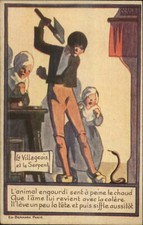 Art Deco Family Dangerous Snake - Alcohol Alcool de Menthe de Ricqles Postcard picture