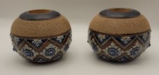 Vintage Pair Royal Daulton Lambeth Match Striker Candle Holders picture