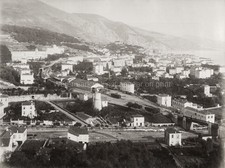 Menton France General View Cityscape Coastline Railway Hills Vtg. Photo 19thC. picture