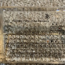Periodic Table of Elements Clear Acrylic Display Block w/ Embedded Samples ￼ picture